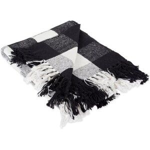 Buffalo Check Collection Rustic Farmhouse Throw Blanket with Tassles, 50x60